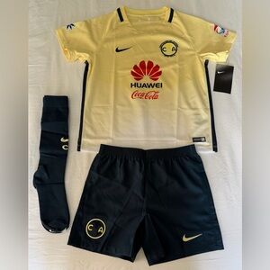 Nike Club America Home Soccer Kit Jersey Shorts Socks 776748-707 Kids Sz: Large